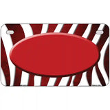 Red White Zebra Oval Oil Rubbed Metal Novelty License Plate 7" x 4" (MP)