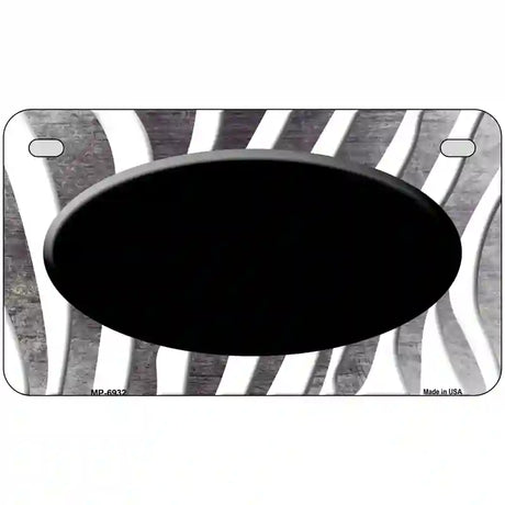 Black White Zebra Oval Oil Rubbed Metal Novelty License Plate 7" x 4" (MP)