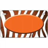 Orange White Zebra Oval Oil Rubbed Metal Novelty License Plate 7" x 4" (MP)