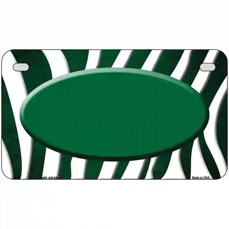 Green White Zebra Oval Oil Rubbed Metal Novelty License Plate 7" x 4" (MP)