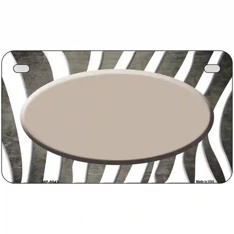 Tan White Zebra Oval Oil Rubbed Metal Novelty License Plate 7" x 4" (MP)