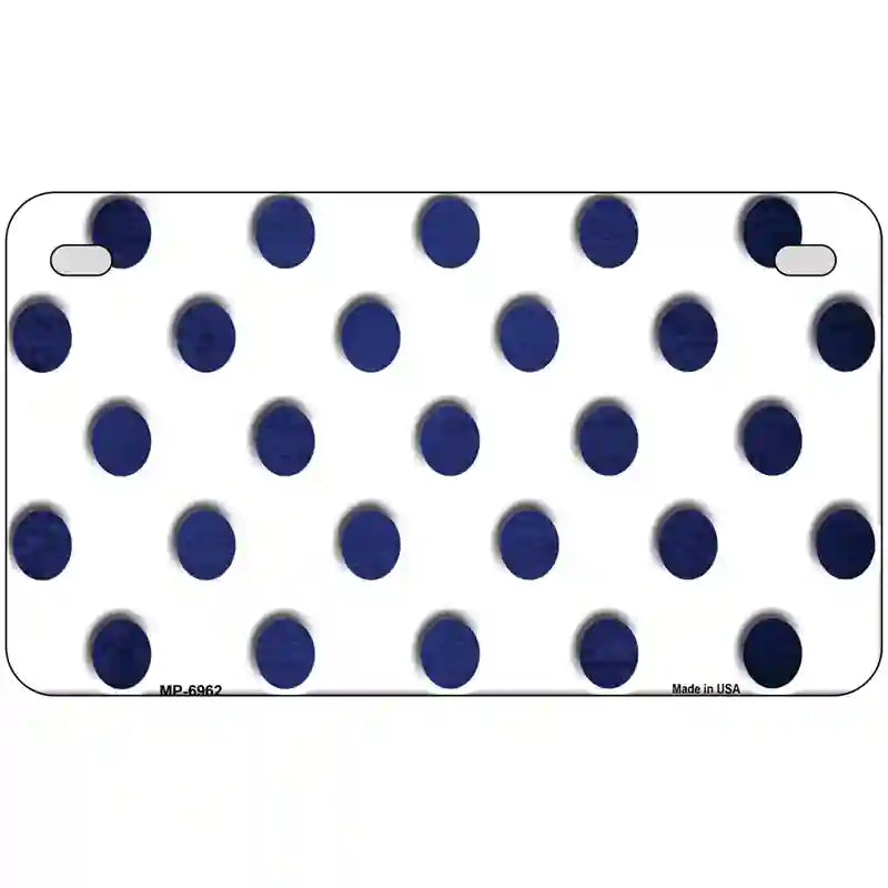 Blue White Dots Oil Rubbed Metal Novelty License Plate 7" x 4" (MP)