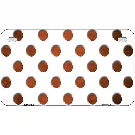 Orange White Dots Oil Rubbed Metal Novelty License Plate 7" x 4" (MP)