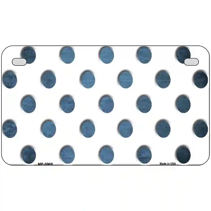 Light Blue White Dots Oil Rubbed Metal Novelty License Plate 7" x 4" (MP)