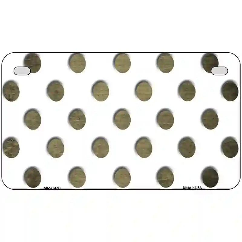 Gold White Dots Oil Rubbed Metal Novelty License Plate 7" x 4" (MP)