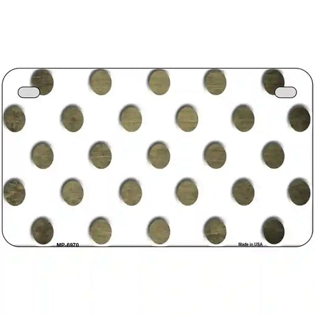 Gold White Dots Oil Rubbed Metal Novelty License Plate 7" x 4" (MP)