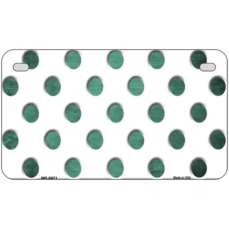 Mint White Dots Oil Rubbed Metal Novelty License Plate 7" x 4" (MP)