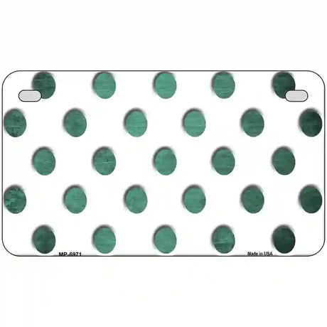 Mint White Dots Oil Rubbed Metal Novelty License Plate 7" x 4" (MP)