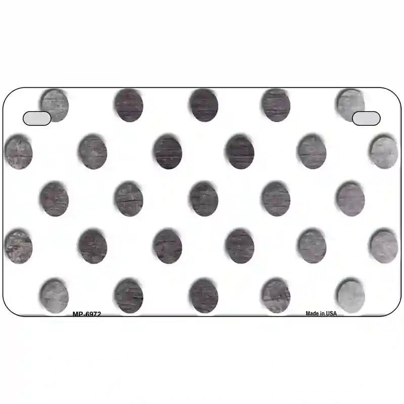 Black White Dots Oil Rubbed Metal Novelty License Plate 7" x 4" (MP)