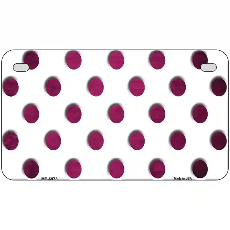 Pink White Dots Oil Rubbed Metal Novelty License Plate 7" x 4" (MP)