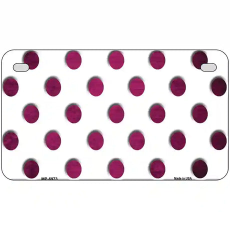 Pink White Dots Oil Rubbed Metal Novelty License Plate 7" x 4" (MP)