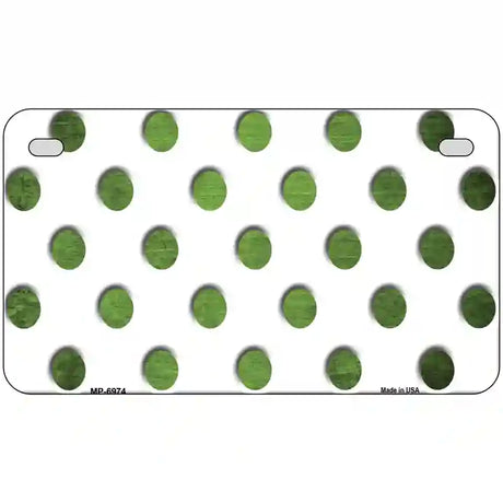 Lime Green White Dots Oil Rubbed Metal Novelty License Plate 7" x 4" (MP)