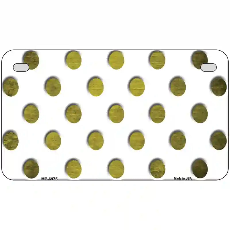 Yellow White Dots Oil Rubbed Metal Novelty License Plate 7" x 4" (MP)