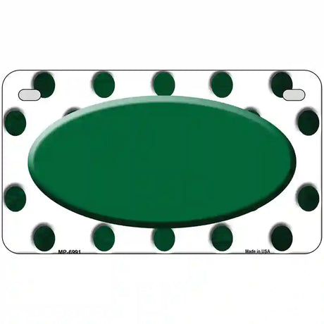 Green White Dots Oval Oil Rubbed Metal Novelty License Plate 7" x 4" (MP)