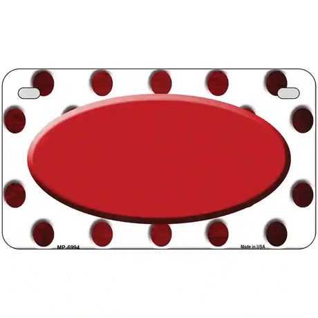 Red White Dots Oval Oil Rubbed Metal Novelty License Plate 7" x 4" (MP)