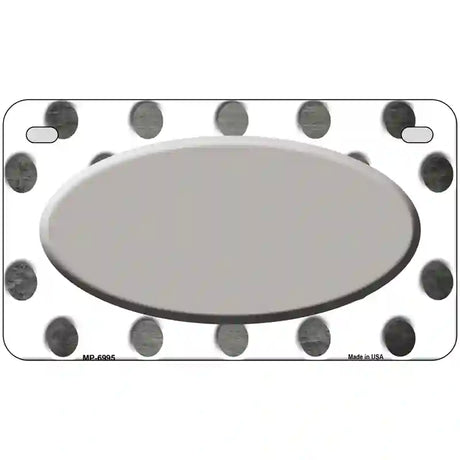 Gray White Dots Oval Oil Rubbed Metal Novelty License Plate 7" x 4" (MP)