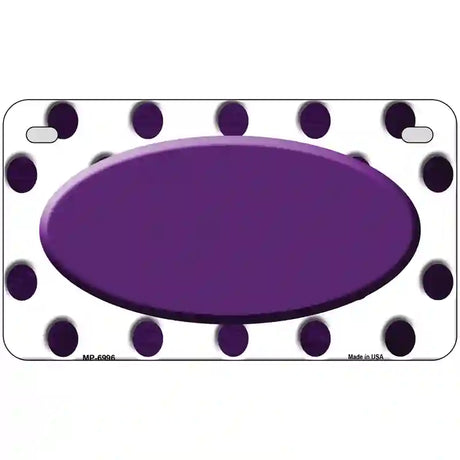 Purple White Dots Oval Oil Rubbed Metal Novelty License Plate 7" x 4" (MP)