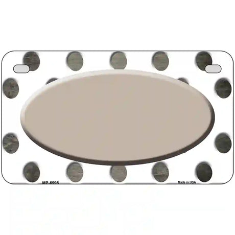 Tan White Dots Oval Oil Rubbed Metal Novelty License Plate 7" x 4" (MP)