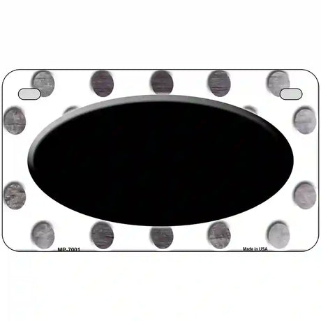 Black White Dots Oval Oil Rubbed Metal Novelty License Plate 7" x 4" (MP)