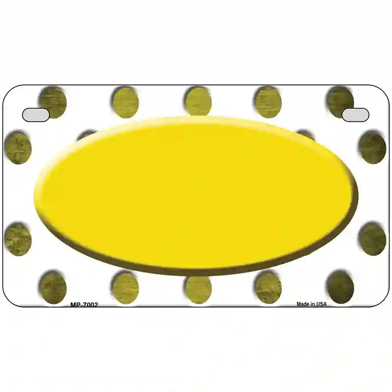 Yellow White Dots Oval Oil Rubbed Metal Novelty License Plate 7" x 4" (MP)