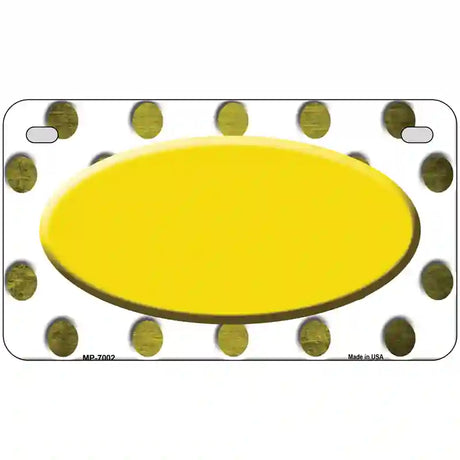 Yellow White Dots Oval Oil Rubbed Metal Novelty License Plate 7" x 4" (MP)