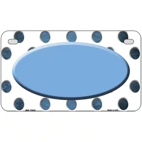 Light Blue White Dots Oval Oil Rubbed Metal Novelty License Plate 7" x 4" (MP)