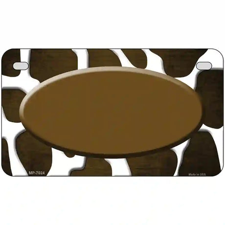 Brown White Oval Giraffe Oil Rubbed Metal Novelty License Plate 7" x 4" (MP)