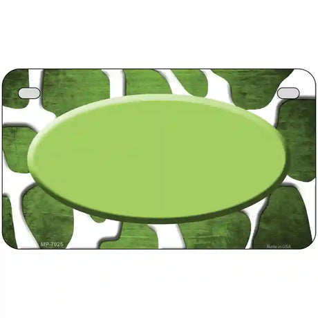 Lime Green White Oval Giraffe Oil Rubbed Metal Novelty License Plate 7" x 4" (MP)