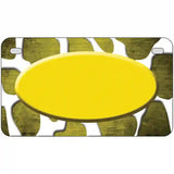 Yellow White Oval Giraffe Oil Rubbed Metal Novelty License Plate 7" x 4" (MP)