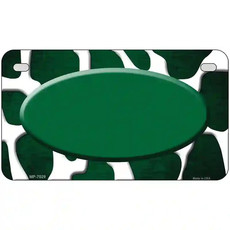 Green White Oval Giraffe Oil Rubbed Metal Novelty License Plate 7" x 4" (MP)