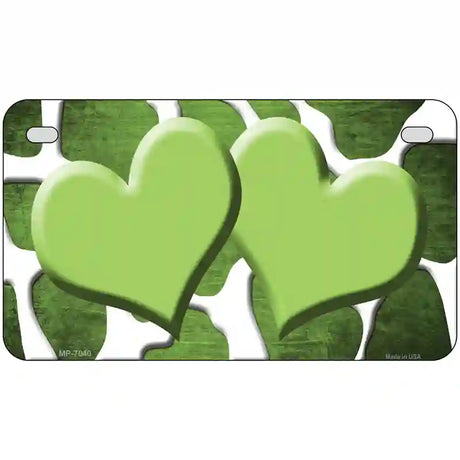 Lime Green White Hearts Giraffe Oil Rubbed Metal Novelty License Plate 7" x 4" (MP)