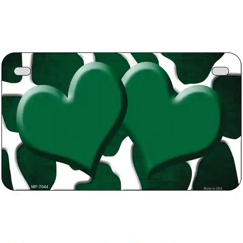 Green White Hearts Giraffe Oil Rubbed Metal Novelty License Plate 7" x 4" (MP)