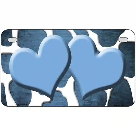 Light Blue White Hearts Giraffe Oil Rubbed Metal Novelty License Plate 7" x 4" (MP)