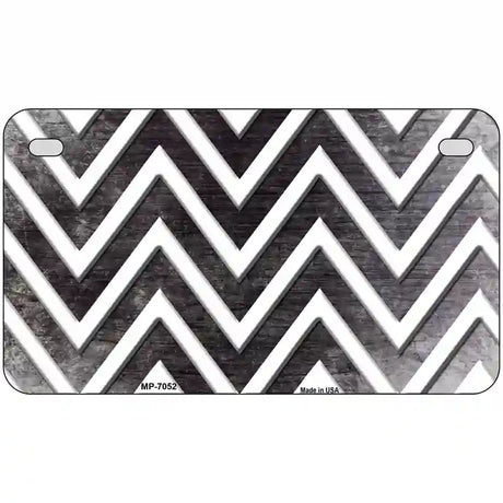 Black White Chevron Oil Rubbed Metal Novelty License Plate 7" x 4" (MP)