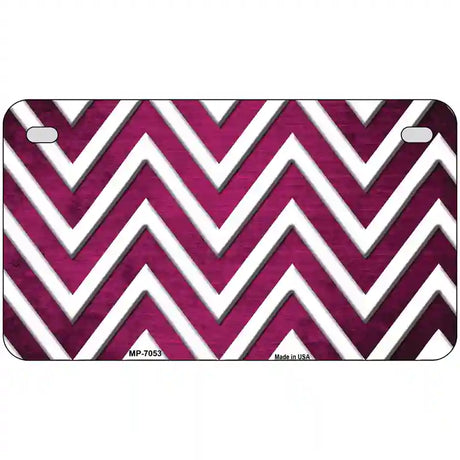 Pink White Chevron Oil Rubbed Metal Novelty License Plate 7" x 4" (MP)