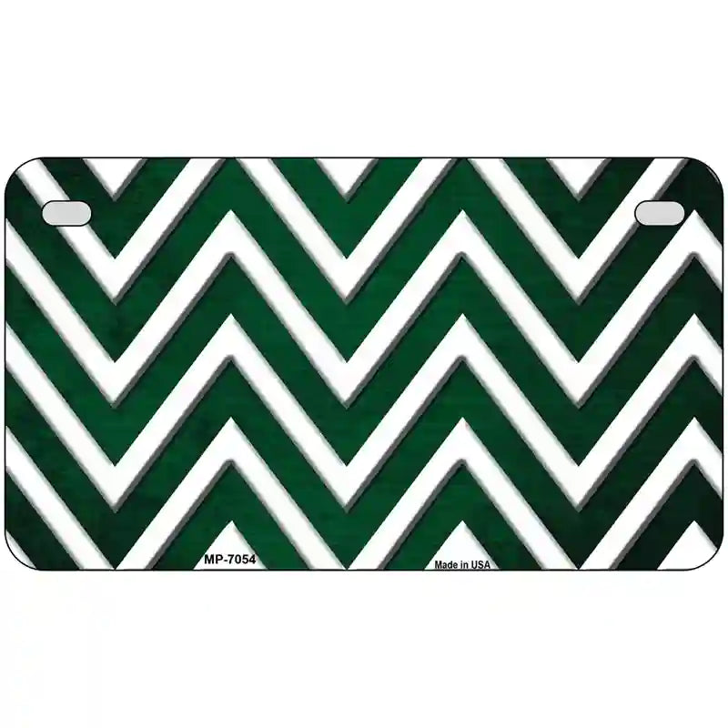 Green White Chevron Oil Rubbed Metal Novelty License Plate 7" x 4" (MP)