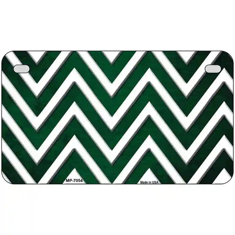 Green White Chevron Oil Rubbed Metal Novelty License Plate 7" x 4" (MP)