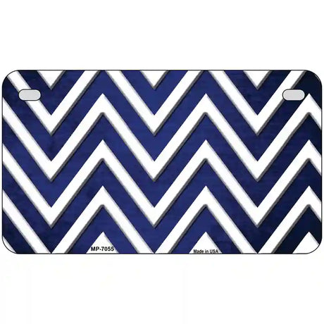 Blue White Chevron Oil Rubbed Metal Novelty License Plate 7" x 4" (MP)