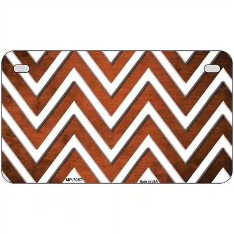 Orange White Chevron Oil Rubbed Metal Novelty License Plate 7" x 4" (MP)