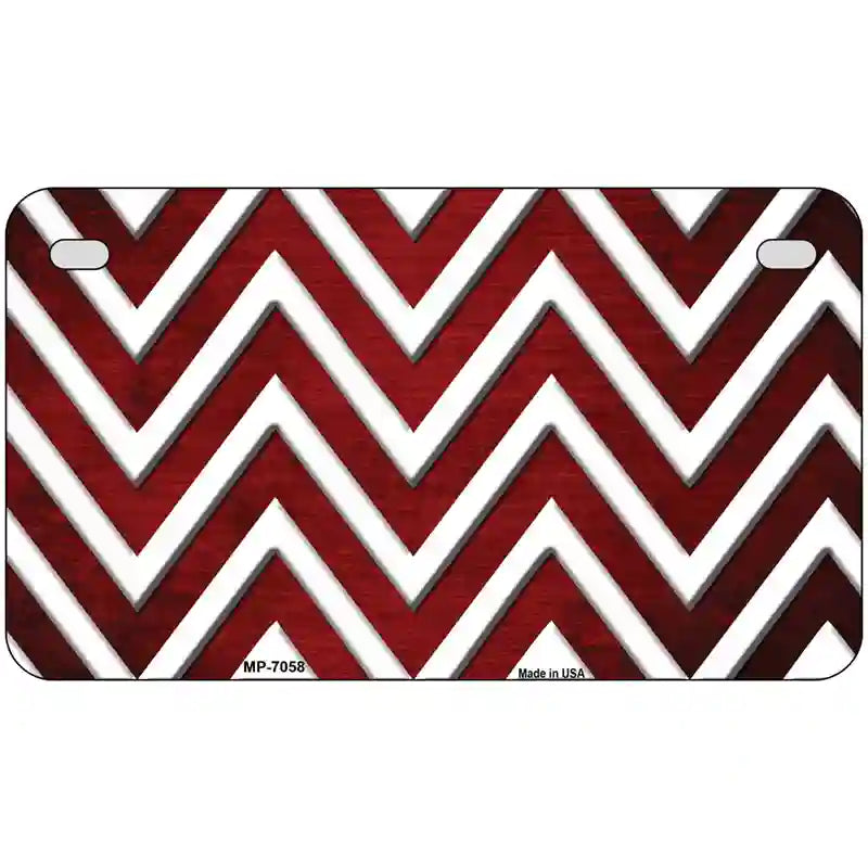 Red White Chevron Oil Rubbed Metal Novelty License Plate 7" x 4" (MP)