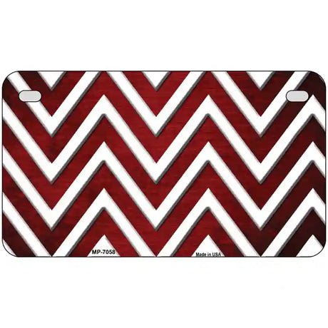 Red White Chevron Oil Rubbed Metal Novelty License Plate 7" x 4" (MP)