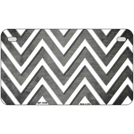 Gray White Chevron Oil Rubbed Metal Novelty License Plate 7" x 4" (MP)