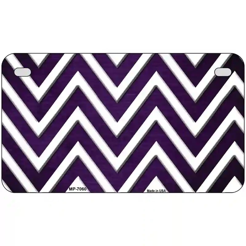 Purple White Chevron Oil Rubbed Metal Novelty License Plate 7" x 4" (MP)