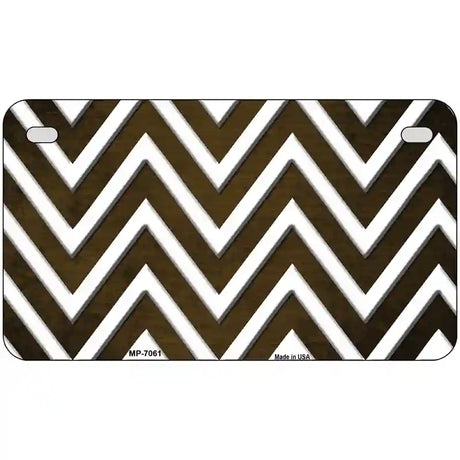 Brown White Chevron Oil Rubbed Metal Novelty License Plate 7" x 4" (MP)