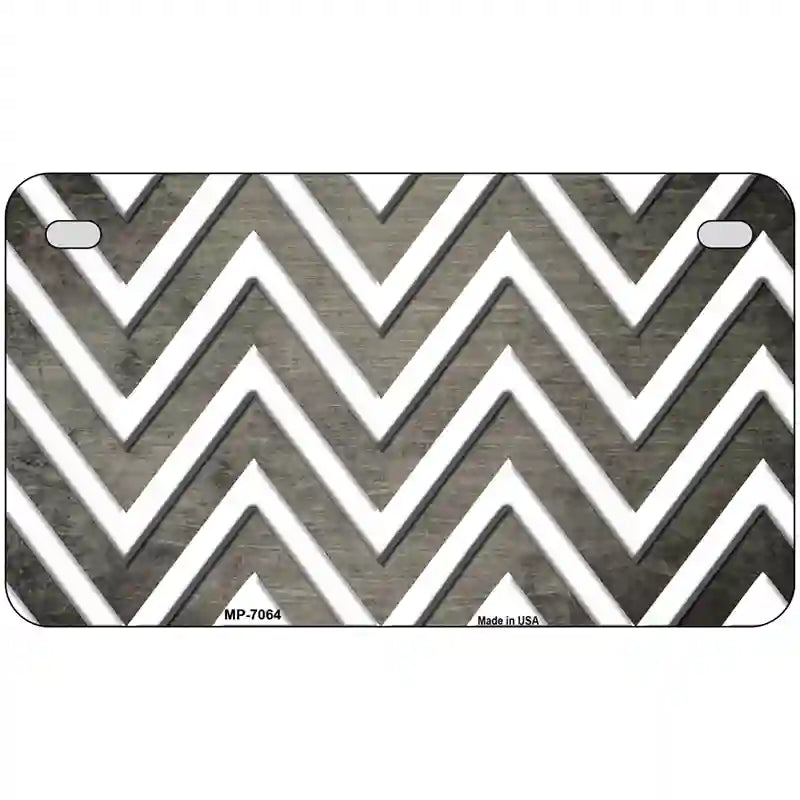 Tan White Chevron Oil Rubbed Metal Novelty License Plate 7" x 4" (MP)