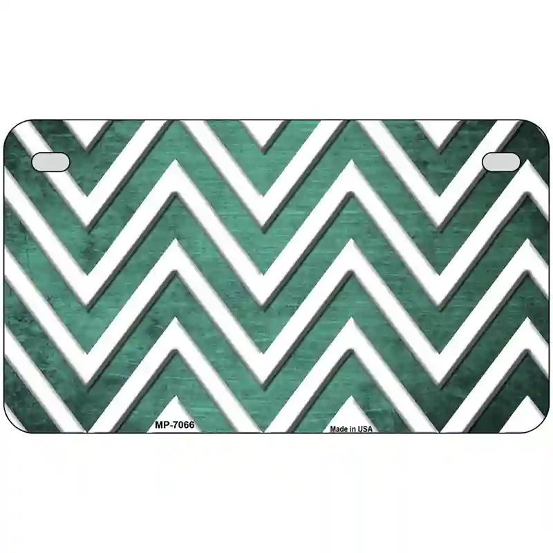 Mint White Chevron Oil Rubbed Metal Novelty License Plate 7" x 4" (MP)