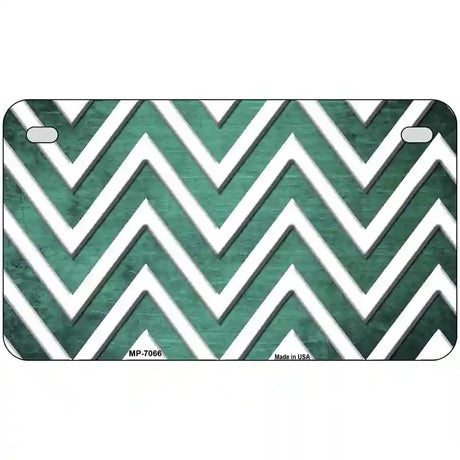 Mint White Chevron Oil Rubbed Metal Novelty License Plate 7" x 4" (MP)