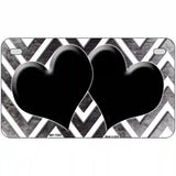 Black White Hearts Chevron Oil Rubbed Metal Novelty License Plate 7" x 4" (MP)