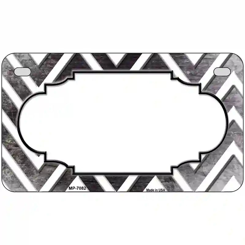 Black White Chevron Scallop Oil Rubbed Metal Novelty License Plate 7" x 4" (MP)