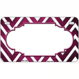 Pink White Chevron Scallop Oil Rubbed Metal Novelty License Plate 7" x 4" (MP)